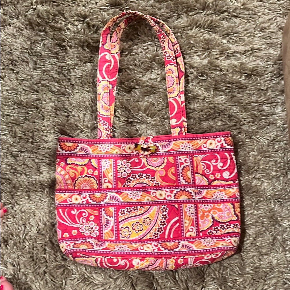 Vera Bradley Pink and Orange Quilted Tote